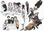  annotated asai_(gendai_majo_zukan) azuma_(gendai_majo_zukan) black_hair broom broom_riding brown_hair cigarette eating fingerless_gloves food gendai_majo_zukan gloves grandmother_and_grandson highres hosokawa_(gendai_majo_zukan) jinguuji_(gendai_majo_zukan) labcoat long_hair matsui_(gendai_majo_zukan) muroi_koumi orange_hair purple_hair satou_(gendai_majo_zukan) scarf shinmura_koutarou short_hair tomita_(gendai_majo_zukan) tsuchiya_setsuko tsuchiya_taka tsukinowa_kousuke yuuri_(gendai_majo_zukan) 