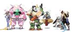  1girl 3boys alternate_hairstyle anger_vein angry animal animal_on_head arm_support armor armored_boots ass asymmetrical_clothes baggy_pants bare_shoulders bastion_(overwatch) bird bird_on_head black_hair bodysuit boots brothers brown_hair bubble bubble_blowing bubblegum cleaning cyborg d.va_(overwatch) dragon_tattoo facepaint facial_mark floating flying_sweatdrops from_behind full_body gatling_gun genji_(overwatch) gloves gum gun hand_on_hip hanzo_(overwatch) headphones helmet holding hose humanoid_robot indian_style japanese_clothes knee_boots littleb looking_at_viewer mask mecha meka_(overwatch) monk multiple_boys musical_note no_humans on_floor overwatch pants polishing ponytail power_armor quaver robot scrunchie short_hair siblings simple_background sitting soap_bubbles sphere spoken_musical_note sponge standing tattoo thigh_strap washing water waving weapon whisker_markings white_background white_gloves zenyatta_(overwatch) 