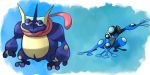  blue_skin cosmo_(465lilia) greninja highres pokemon pokemon_(creature) red_eyes seismitoad 