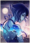  1girl blue blue_eyes blurry closed_mouth depth_of_field from_side lapis_lazuli_(steven_universe) looking_at_viewer profile radittz realistic short_hair solo steven_universe upper_body water_drop 