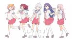  5girls anne_happy blue_eyes cat ekoda_ren hagyuu_hibiki hanakoizumi_an hibarigaoka_ruri highres kasa_list kumegawa_botan long_hair multiple_girls necktie open_mouth redhead school_uniform short_hair silver_hair 