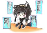  aka_kitsune animal_ears animalization black_necktie commentary_request dog_ears dog_tail eyebrows eyebrows_visible_through_hair furry hairband hatsuzuki_(kantai_collection) kantai_collection necktie school_uniform serafuku simple_background solo tail translation_request 