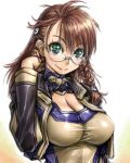  1girl amania_orz braid brown_hair glasses green_eyes long_hair shion_uzuki side_braid smile solo upper_body xenosaga 