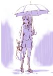  1girl bag gokou_ruri groceries herunin long_hair monochrome ore_no_imouto_ga_konna_ni_kawaii_wake_ga_nai plastic_bag rain school_uniform solo umbrella 