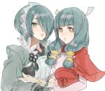  2girls alternate_hair_color bangs blue_eyes blue_hair blunt_bangs fingerless_gloves fire_emblem fire_emblem_if gloves hair_over_one_eye holding_hands kannawataame long_hair low_twintails mitama_(fire_emblem_if) mother_and_daughter multiple_girls parted_lips setsuna_(fire_emblem_if) star star-shaped_pupils symbol-shaped_pupils twintails white_background 