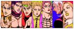  black_eyes blonde_hair blue_eyes diavolo dio_brando dual_persona earrings enrico_pucci fingernails fishnets formal funny_valentine gloves hage_tashuumi headband highres jewelry jojo_no_kimyou_na_bouken kars_(jojo) kira_yoshikage lipstick long_hair makeup nail_polish necktie pink_hair purple_hair red_eyes red_lipstick red_nails sharp_fingernails steel_ball_run suit violet_eyes white_hair yellow_eyes yellow_lipstick yellow_nails 