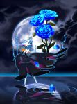  alternate_color blue_rose flower gardevoir highres mega_gardevoir mega_pokemon moon night night_sky no_humans petals pokemon reflection rose shiny_pokemon sky solo standing standing_on_liquid tm_(hanamakisan) 