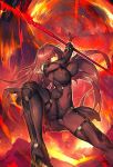  1girl armor armored_boots ass bodysuit boots breasts covered_navel covered_nipples dual_wielding fate/grand_order fate_(series) gae_bolg high_heels highres holding holding_weapon long_hair looking_at_viewer melon22 polearm purple_hair red_eyes scathach_(fate/grand_order) solo spear weapon 