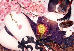  1girl atha_(leejuiping) fate/grand_order fate_(series) highres horns japanese_clothes kimono purple_hair short_hair shuten_douji_(fate/grand_order) solo violet_eyes 