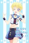  aikatsu! birthday blonde_hair blue_eyes blush dress happy hattori_yuu short_hair wink 