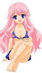  1girl ass baka_to_test_to_shoukanjuu bikini blue_eyes breasts female hair_ornament hairclip highres himeji_mizuki legs long_hair looking_back open_mouth photoshop pink_hair solo swimsuit thighs vector_trace 