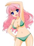  1girl ass baka_to_test_to_shoukanjuu bikini blue_eyes breasts female hair_ornament hairclip highres himeji_mizuki legs long_hair looking_back open_mouth photoshop pink_hair solo swimsuit thighs vector_trace 