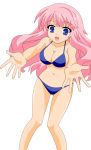  1girl ass baka_to_test_to_shoukanjuu bikini blue_eyes breasts female hair_ornament hairclip highres himeji_mizuki legs long_hair looking_back open_mouth photoshop pink_hair solo swimsuit thighs vector_trace 