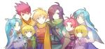  blonde_hair blue_eyes blue_hair bow cape everyone garcia_(golden_sun) gerald_(golden_sun) golden_sun green_eyes hair_bow ivan_(golden_sun) jasmine_(golden_sun) long_hair mary_(golden_sun) picard_(golden_sun) ponytail purple_eyes red_eyes red_hair redhead ribbon robe robin_(golden_sun) sash scarf shiba_(golden_sun) short_hair smile staff violet_eyes 