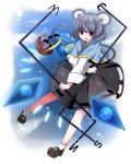  bad_id basket capelet crystal danmaku dowsing_rod grey_hair jewelry kodamari mouse mouse_ears mouse_tail nazrin pendant red_eyes short_hair tail touhou x_arms 