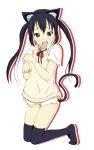  cat_ears cat_pose cat_tail hamao k-on! nakano_azusa paw_pose school_uniform solo sweater_vest tail thigh-highs thighhighs vest 