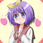  blush heart hiiragi_tsukasa lucky_star purple_hair school_uniform serafuku short_hair takumi_(rozen_garten) 