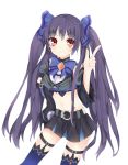  black_hair choujigen_game_neptune highres long_hair noire red_eyes ribbon smile twintails yunoha_(mawarumi) 