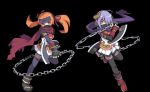 2girls horns ken_to_mahou_to_gakuen_mono multiple_girls ninja sword&amp;magic&amp;school thighhighs weapon 