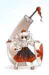  alternate_weapon animal_ears chibi detached_sleeves fenne hat highres huge_sword huge_weapon inubashiri_momiji phenne red_eyes sandals shield short_hair solo sword tail tokin_hat touhou weapon white_hair wolf_ears wolf_tail 