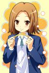  brown_eyes brown_hair hairband k-on! polka_dot school_uniform short_hair solo tainaka_ritsu tomboy uehara_yukihiko 