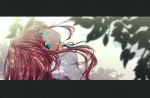  face from_above letterboxed long_hair looking_at_viewer looking_back looking_up lulu_(shoutarou) original pink_hair red_hair redhead ribbon shade tokunou_shoutarou 
