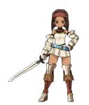  belt boots brown_hair class_change dark_skin eyeliner final_fantasy final_fantasy_tactics gloves headband rapha_galthena short_hair skirt squire_(fft) sword tun weapon 