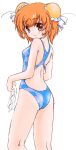  blush bun_cover competition_swimsuit double_bun goggles hamster_no_kurumi looking_back one-piece_swimsuit orange_eyes orange_hair swim_cap swimcap swimsuit teiou_netsuaimaru tenshi_no_shippo 