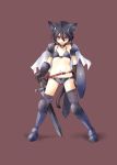  bikini cat_ears fantasy flat_chest kirishima_satoshi original shield solo swimsuit sword thighhighs weapon 
