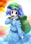  backpack bag blue_eyes blue_hair cucumber hat kawashiro_nitori short_hair solo suka touhou twintails 