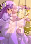  bad_id book fetal_position highres lilithbloody long_hair patchouli_knowledge paw_print purple_hair red_eyes shade shadow signature tatami touhou very_long_hair violet_eyes 