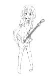  guitar hamao hirasawa_yui instrument k-on! les_paul monochrome school_uniform socks solo 