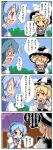  :t brush comic heterochromia highres kirisame_marisa maiku pout tatara_kogasa touhou translation_request umbrella 