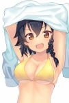  1girl armpits black_hair braid breasts girls_und_panzer kame^^ pepperoni_(girls_und_panzer) solo 