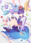  :d arm_at_side bangs bird_on_leg cat_on_lap chople_berry closed_eyes closed_mouth coba_berry cresselia crossover drifloon f6 food hair_between_eyes heiwa_(murasiho) highres holding holding_food jacket long_sleeves male_focus manaphy mantine matsuno_ichimatsu open_mouth oran_berry osomatsu-san pokemon pokemon_(creature) pokemon_(game) purple_hair purple_shorts purrloin riding shoes shorts sitrus_berry sitting skitty smile socks starly track_jacket venipede violet_eyes water white_legwear 