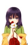  1girl flower hair_flower hair_ornament headwear_removed hieda_no_akyuu highres japanese_clothes kimono long_hair purple_hair solo touhou violet_eyes zama_(zamasaku) 