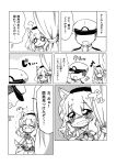  1boy 1girl absurdres admiral_(kantai_collection) animal_ears beret closed_eyes comic commentary_request crying hat highres jako_(jakoo21) kantai_collection kashima_(kantai_collection) kemonomimi_mode kerchief military military_hat military_uniform monochrome open_mouth speech_bubble sweatdrop tail tears translated uniform 