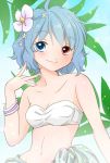  1girl commentary_request flower hair_flower hair_ornament heterochromia solo swimsuit tatara_kogasa touhou yuzuna99 