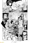  aircraft_carrier_hime arm_around_neck ashigara_(kantai_collection) cannons comic commentary greyscale haguro_(kantai_collection) hair_ornament hairband hairclip kantai_collection mizumoto_tadashi monochrome non-human_admiral_(kantai_collection) torpedo translation_request 