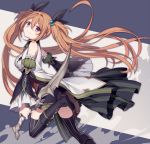  1girl brown_hair detached_sleeves hijiri_(resetter) long_hair original solo thigh-highs twintails violet_eyes weapon 