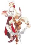  1boy 1girl aimee_matchlock angelo_ovo_panettone bare_shoulders braid bravely_default_(series) bravely_second:_end_layer dark_skin headdress highres long_hair native_american native_american_headdress red_eyes simple_background white_hair 