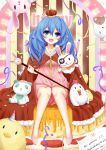  1girl absurdres artist_name blue_eyes blue_hair cape confetti crown date_a_live dated fur_trim happy_birthday hat highres jewelry long_hair looking_at_viewer mini_crown necklace neps-l open_mouth party_hat shoes slippers smile staff striped stuffed_animal stuffed_bunny stuffed_cat stuffed_chicken stuffed_toy tagme teddy_bear yoshino_(date_a_live) yoshinon 
