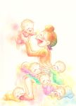  baby colored_pencil_(medium) holding matsuno_matsuyo mother_and_son osomatsu-san sextuplet_(osomatsu-kun) sextuplets tkmkgs_eirk_201 traditional_media watercolor_(medium) 