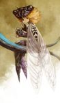  blonde_hair cicada drinking_straw fantasy highres humanization insect_wings looking_at_viewer matajirou_(matagiro) original shochuumimai sitting tagme wings 