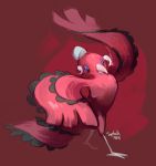  artist_name bird dancing feathers no_humans oricorio pokemon pokemon_(creature) pokemon_(game) pokemon_sm red_background siplick solo 