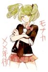  cosplay crossed_arms dangan_ronpa enoshima_junko enoshima_junko_(cosplay) green_eyes green_hair hair_ornament monaka_(dangan_ronpa) necktie skirt smile spoilers twintails yubari zettai_zetsubou_shoujo 