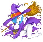  1girl breasts cleavage gardevoir green_hair hair_over_one_eye hat no_humans pokemon pokemon_(creature) pokemon_(game) pumpkaboo red_eyes short_hair slimysoap smile solo witch_hat 