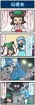  /\/\/\ 3girls 4koma :&lt; =_= animal_ears artist_self-insert blue_hair blush bow brand_name_imitation brown_hair cat_ears cellphone chen closed_eyes comic commentary covering_head glaring glowing glowing_eyes gradient gradient_background hands_in_sleeves hands_on_own_head hands_together hat hat_with_ears heart heterochromia highres juliet_sleeves karakasa_obake long_sleeves mizuki_hitoshi mob_cap multiple_girls multiple_tails one-eyed open_mouth phone pokemon pokemon_go puffy_sleeves red_eyes short_hair smartphone smile surprised sweat sweating_profusely tail tatara_kogasa touhou translated umbrella vest wide_sleeves yakumo_ran 