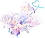  1girl :q bare_shoulders blue_eyes blue_rose blue_shoes crown dress elsword flower gloves horns long_hair looking_at_viewer luciela_r._sourcream noblesse_(elsword) pinb rose shoes side_slit skirt smile solo strapless strapless_dress tail thigh-highs tongue tongue_out twintails upside-down white white_background white_gloves white_hair white_legwear white_skirt 