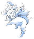  1girl ass boots bow bravely_default:_flying_fairy bravely_default_(series) calpara chibi edea_lee hair_bow long_hair looking_at_viewer looking_back pantyhose smile solo 